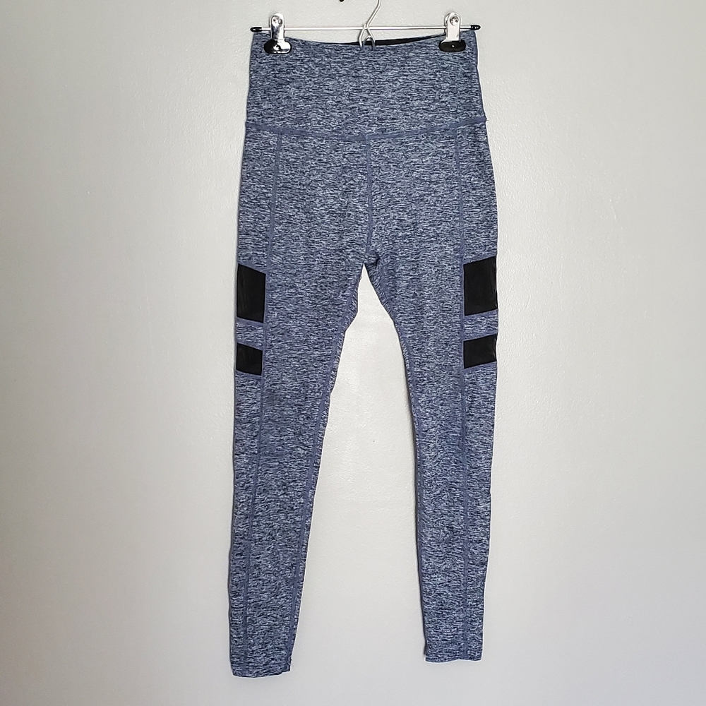 Beyond Yoga Black and Blue Leggings with Sheer Panels Size Large